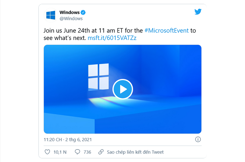 Microsoft gửi thư mời sự kiện cho bản cập nhật Windows mới vào ngày 24/6. (Nguồn: Microsoft).