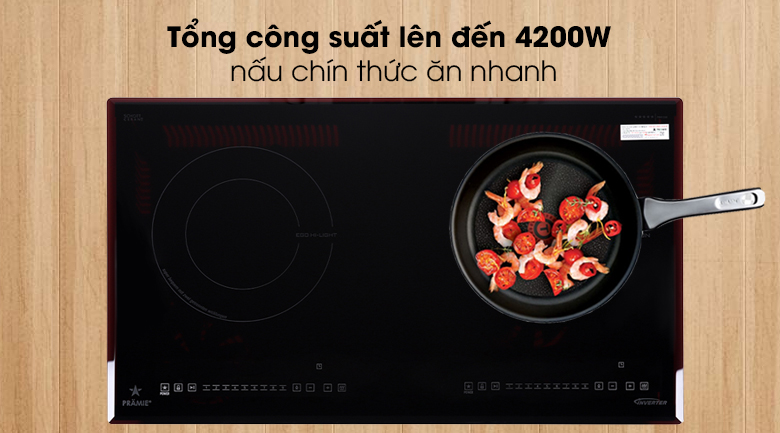 Bếp từ Pramie rút ngắn thời gian nấu ăn, tiết kiệm điện nhờ tổng công suất lớn cùng chức năng Booster
