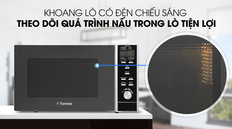 Lò vi sóng có đèn chiếu sáng trong khoang lò giúp việc theo dõi món ăn thuận tiện hơn