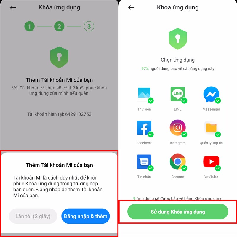 Khóa ứng dụng Xiaomi