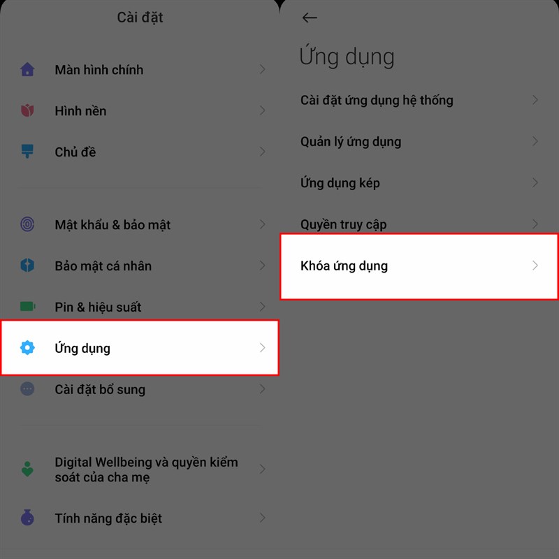 Khóa ứng dụng Xiaomi