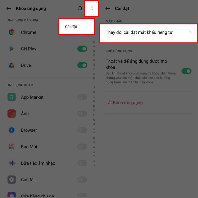 Khóa ứng dụng OPPO