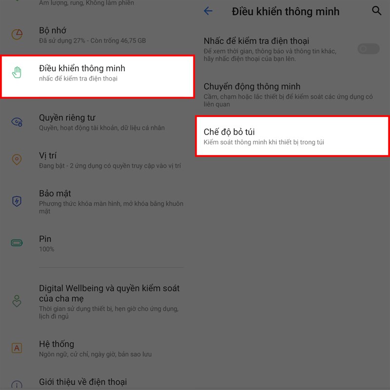 Chế độ bỏ túi 