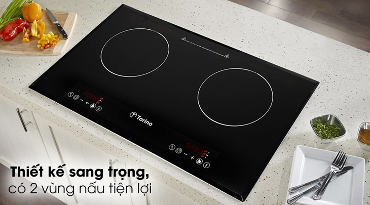 Bếp từ Torino có thiết kế đơn giản, sang trọng, linh hoạt kiểu lắp đặt