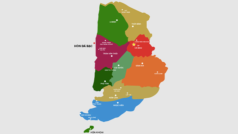 Bản đồ du lịch tỉnh Cà Mau