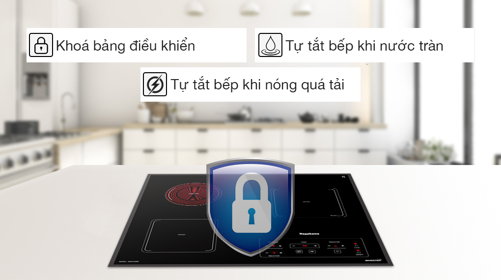 Bếp điện từ Nagakawa của nước nào? Có tốt không? > Bếp điện từ Nagawaka trang bị nhiều tiện ích và tính năng an toàn