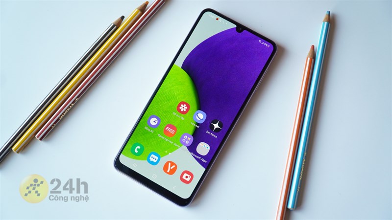 Thiết kế mặt trước của Galaxy A22
