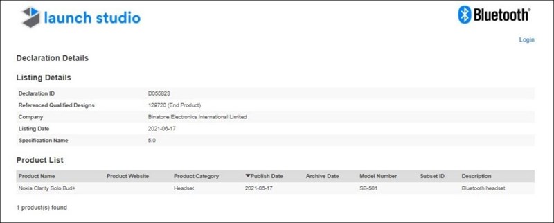 Nokia Clarity Solo Bud+ đạt chứng nhận Bluetooth SIG