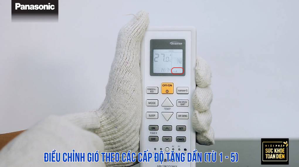 Hướng dẫn sử dụng các chức năng trên điều khiển máy lạnh - Màn hình hiển thị mức gió 1