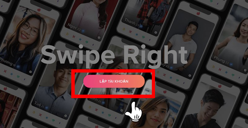 Tinder là gì? Cách đăng ký tài khoản Tinder trên điện thoại, máy tính > Nhấp vào Lập Tài Khoản (Create Account)