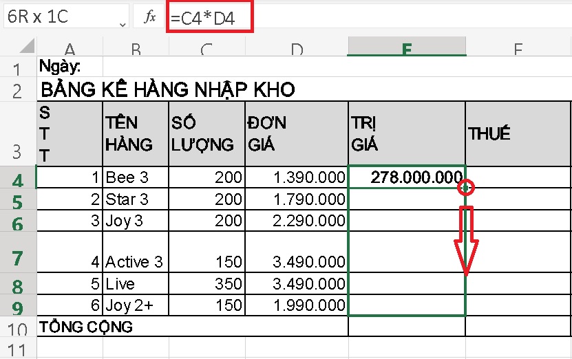 Sao chép công thức Excel: Với tính năng sao chép công thức Excel, không còn mất thời gian nhập lại toàn bộ công thức cho một cột hay một hàng mới. Bạn chỉ cần sao chép và dán công thức vào ô mới, phần mềm sẽ tự động tính toán lại giá trị. Điều này giúp tiết kiệm thời gian và nâng cao độ chính xác của bảng tính.