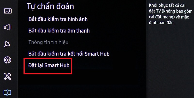 Chọn Đặt lại Smart Hub