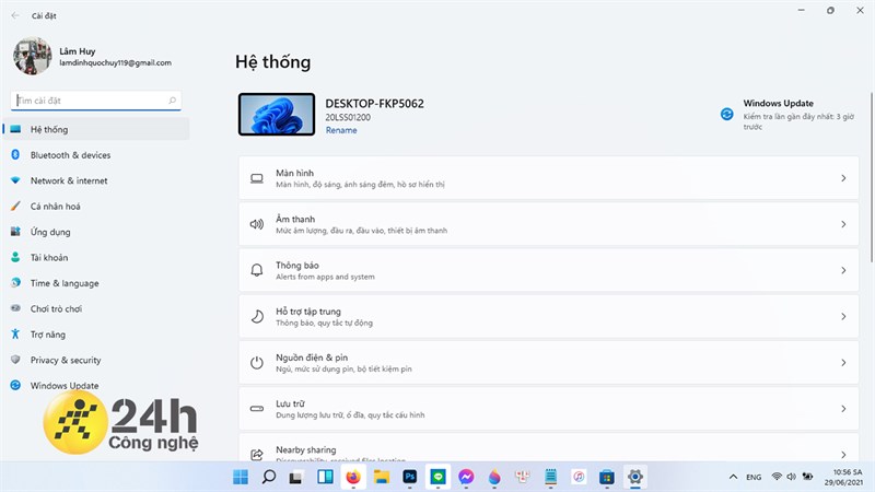 Giao diện cài đặt của Windows 11 Insider Preview. Giao diện cài đặt của Windows 11 Insider Preview.