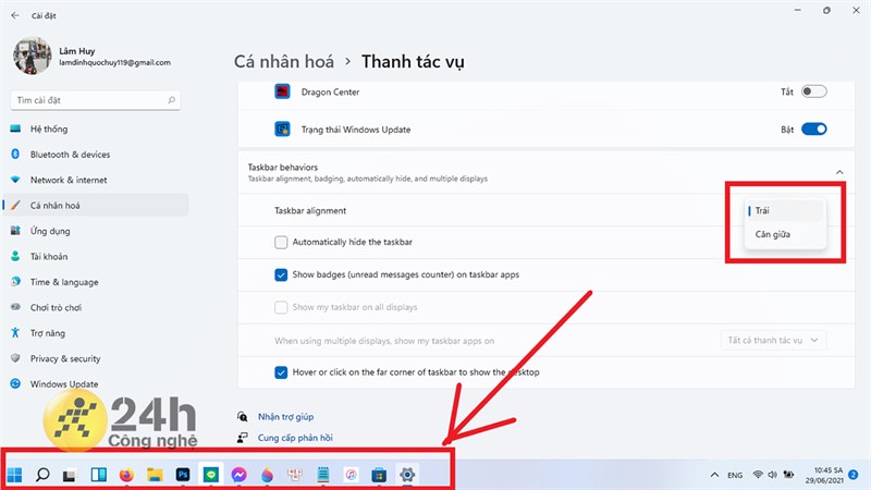 Windows 11 Insider Preview vẫn cho phép người dùng điều chỉnh vị trí của Start Menu, các biểu tượng ứng dụng,... Windows 11 Insider Preview vẫn cho phép người dùng điều chỉnh vị trí của Start Menu, các biểu tượng ứng dụng,...