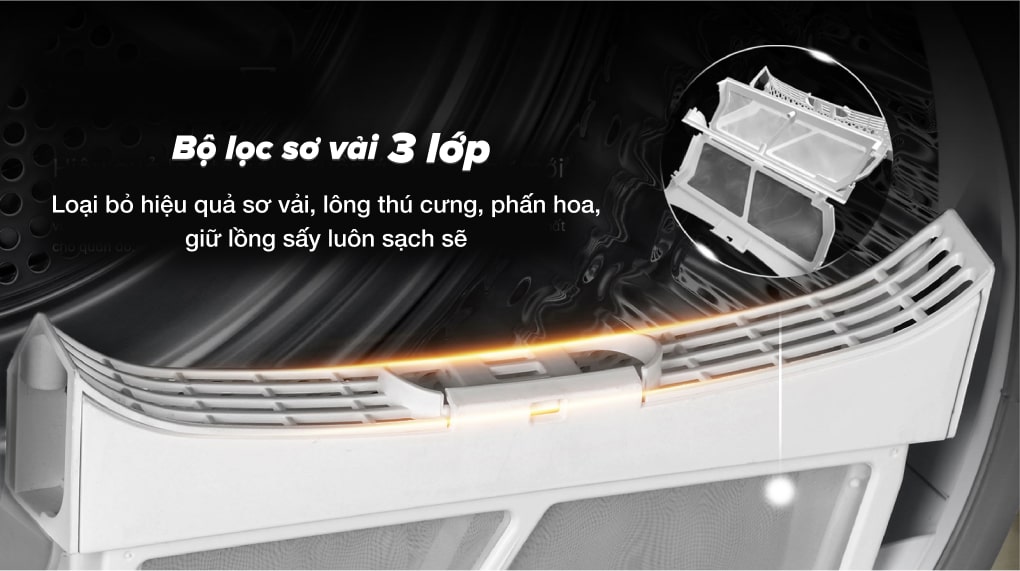 Bộ lọc xơ vải 3 lớp loại bỏ hiệu quả sơ vải, lông thú cưng, giữ lồng sấy luôn sạch sẽ
