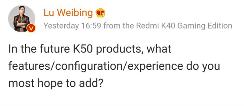 Ceo của Redmi xác nhận sự tồn tại của Redmi K50 Series