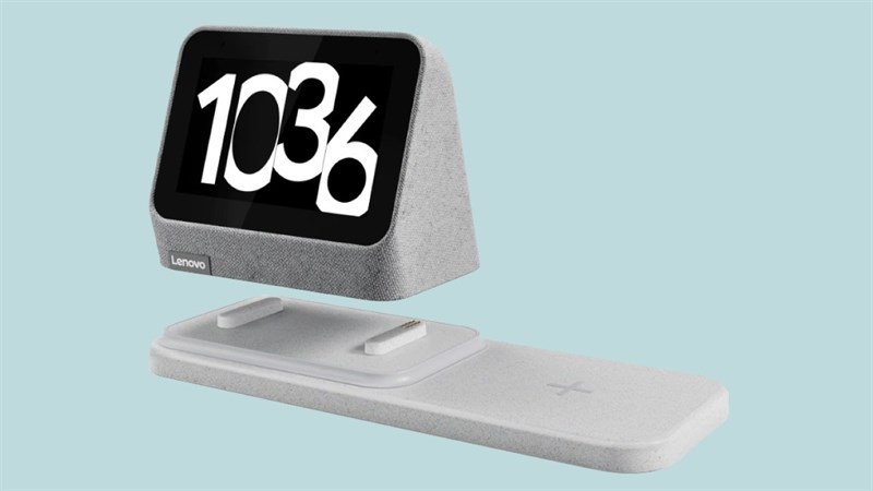Lenovo Smart Clock 2 đi kèm chân đế tích hợp sạc không dây cho thiết bị khác