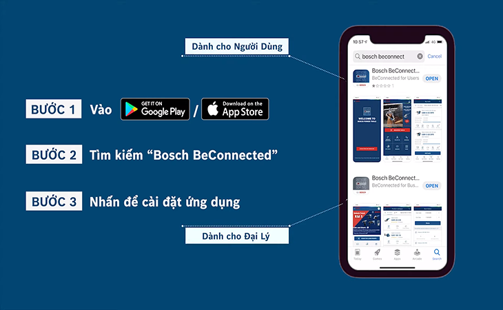 Các bước tải ứng dụng Bosch Beconnected