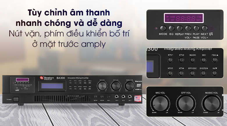 Amply tùy chỉnh âm thanh với các nút điều chỉnh ở mặt trước