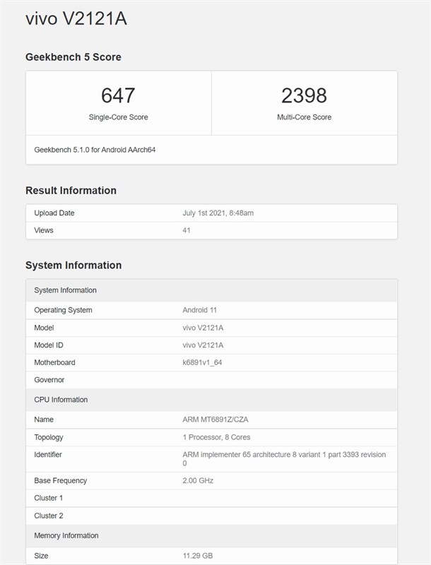Vivo S10 lộ diện trên Geekbench