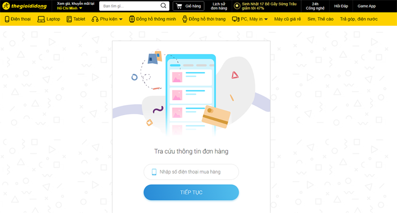Xem lịch sử mua hàng tại Thế Giới Di Động