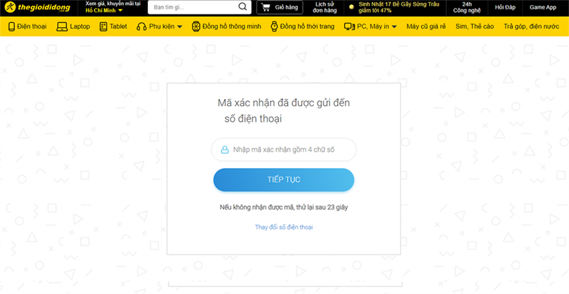 Xem lịch sử mua hàng tại Thế Giới Di Động