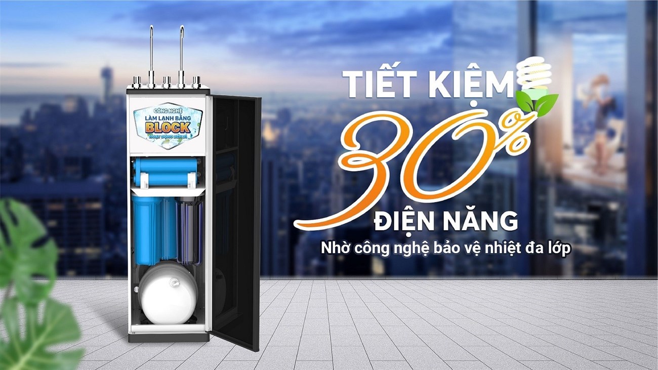 5 lý do chọn mua Máy lọc nước Karofi KAD-D66 > Máy lọc nước Karofi KAD-D66 giúp tiết kiệm 30% điện năng nhờ công nghệ bảo vệ nhiệt đa lớp
