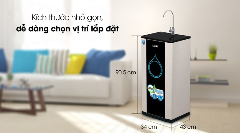 Máy lọc nước Karofi sở hữu thiết kế nhỏ gọn, tinh tế và sang trọng, phù hợp mọi không gian