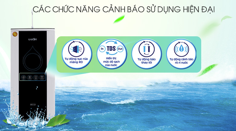 Máy lọc nước RO Karofi K9IQ 2.0 9 lõi có chức năng tự động sục rửa màng RO