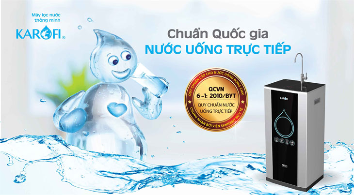 Máy lọc nước Karofi cho chất lượng nước sau lọc đạt chuẩn quốc gia nước uống tinh khiết QCVN 6-1:2010 BYT