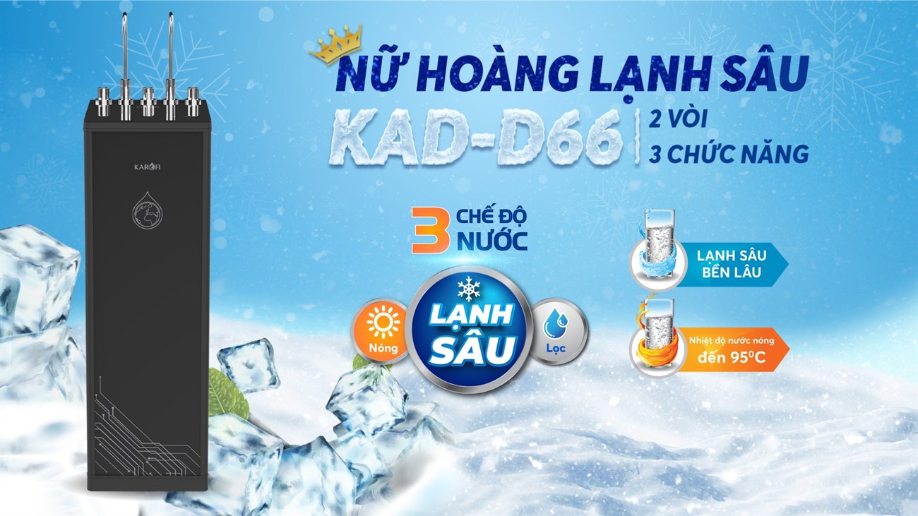 Máy lọc nước Karofi có 3 chế độ nóng - lạnh - lọc tinh khiết tiện lợi