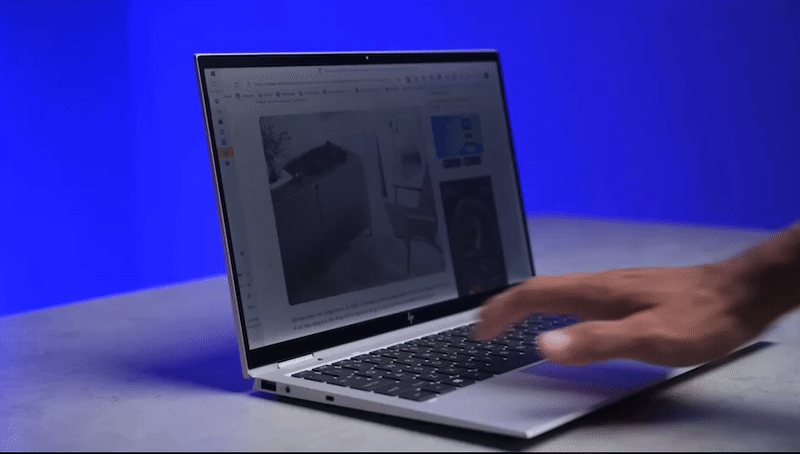 Công nghệ HP Sure View trên HP EliteBook X360 1040 G8. (Nguồn: Engadget). 