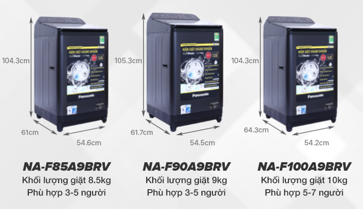 Dòng máy giặt Panasonic NA-FA9BRV với 3 khối lượng giặt khác nhau Dòng máy giặt Panasonic NA-FA9BRV với 3 khối lượng giặt khác nhau