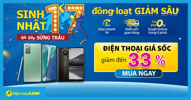 Top 7 điện thoại giảm SỐC đến 33%, ngon bổ rẻ đáng mua dịp sinh nhật Điện máy XANH