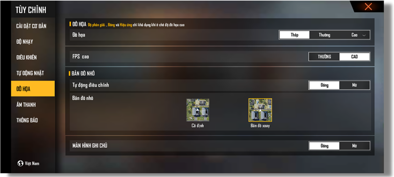 Thiết lập đồ họa trong Free Fire mà Nokia C20 có thể chỉnh được. Thiết lập đồ họa trong Free Fire mà Nokia C20 có thể chỉnh được.