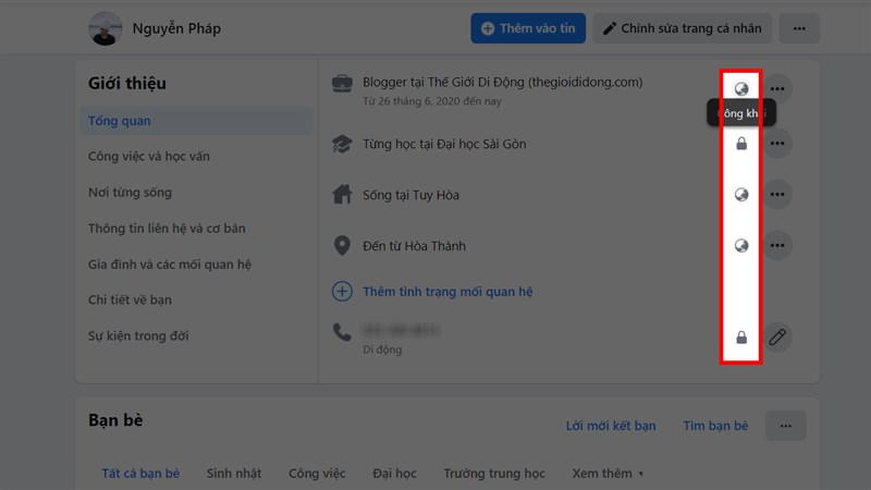 Cách ẩn thông tin trên Facebook bằng máy tính