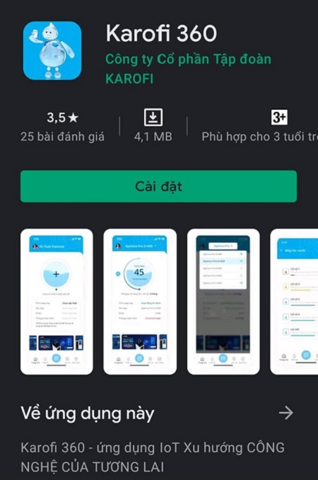 Tìm hiểu ứng dụng Karofi 360 trên máy lọc nước Karofi > Tải ứng dụng Karofi 360 về thiết bị
