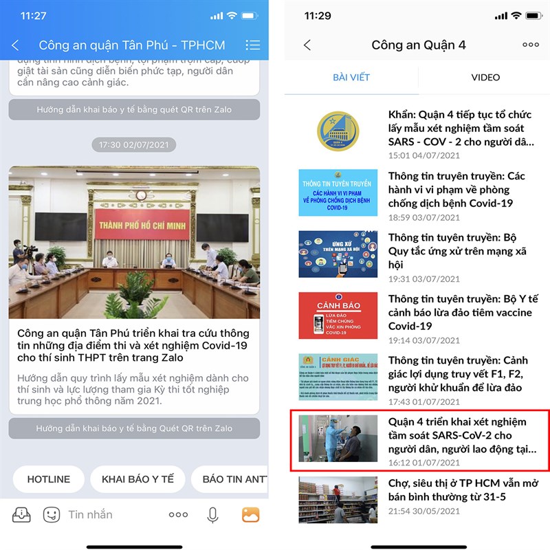 Cách nhận thông báo xét nghiệm COVID-19 bằng Zalo-3 Cách nhận thông báo xét nghiệm COVID-19 bằng Zalo-3