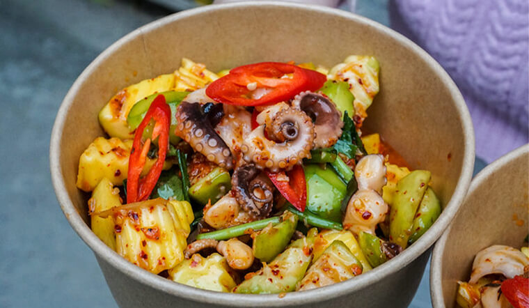 How to make octopus mixed with young toads with spicy Thai sauce and eat forever without getting bored