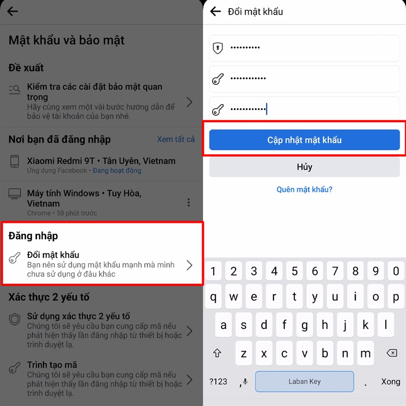 Cách đổi mật khẩu Facebook trên điện thoại Cách đổi mật khẩu Facebook trên điện thoại