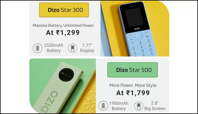 Giá bán của DIZO Star 500 và DIZO Star 300 tại Ấn Độ