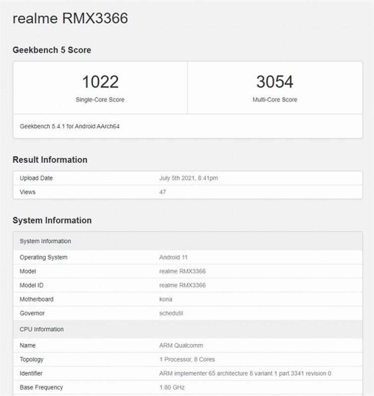 Realme X9 Pro với chip Snapdragon 870 xuất hiện trên Geekbench