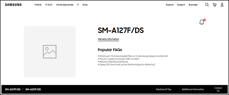 SM-A127F/DS được cho là tên mã của Galaxy A12s, xuất hiện trên trang hỗ trợ của Samsung Philippines