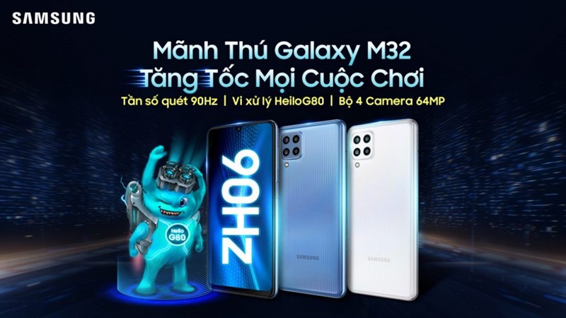 Galaxy M32 ra mắt tại Việt Nam: Màn hình Super AMOLED 90Hz, dùng chip game Helio, pin lớn và giá rất phải chăng