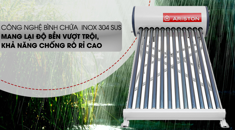 máy nước nóng năng lượng mặt trời Ariston chống rò rỉ với công nghệ bình chứa Inox 304 SUS không mối hàn