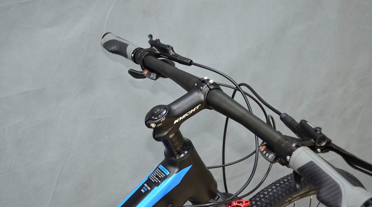 Tay cầm không còi của xe đạp leo núi MTB Sava KEY380 27,5 inch có màu xanh lam