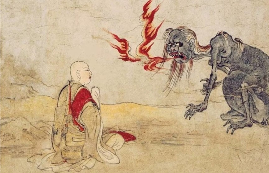 Tôn giả A Nan Ðà, với một con quỷ miệng lửa