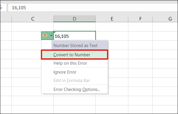 Chọn Convert to Number để chuyển về định dạng số