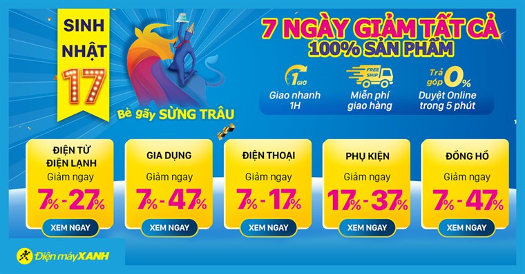 Sinh nhật rộn ràng Tặng ngàn ưu đãi cùng dienmayxanhcom