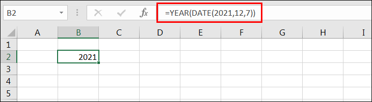 Sử dụng hàm YEAR kết hợp hàm DATE